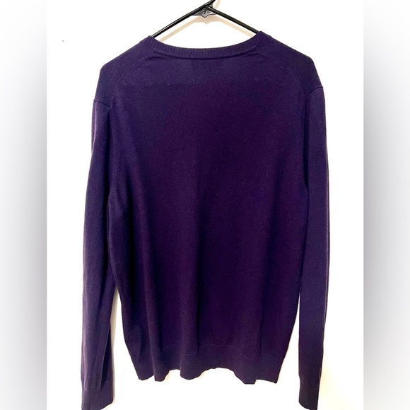 Banana Republic Sweater Mens XL Purple Extra Fine 100% Merino Wool V-Neck Pullon - Picture 3 of 4